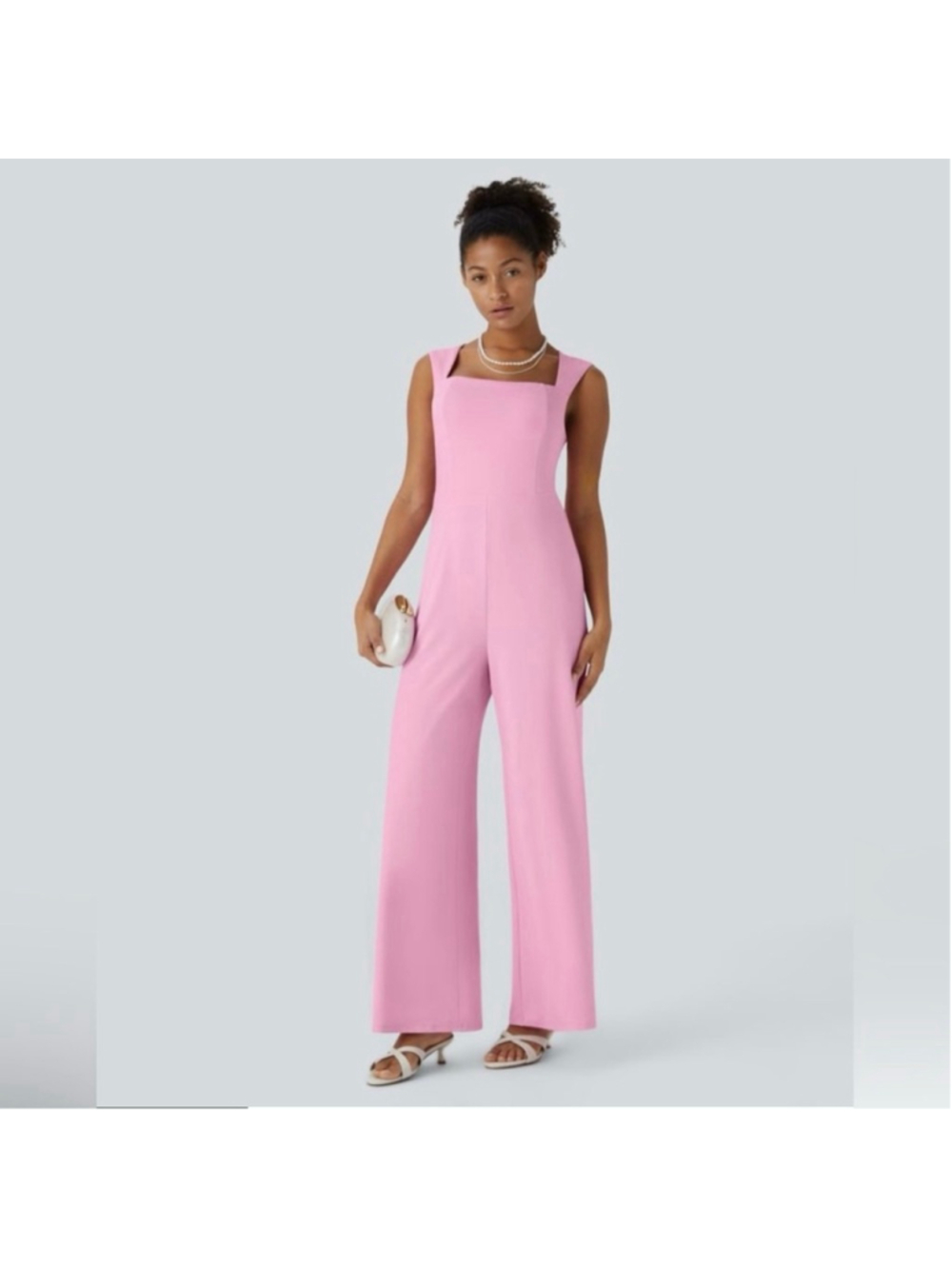 Women's Halara Pink Square Neck Sleeveless Jumpsuit XS NWT